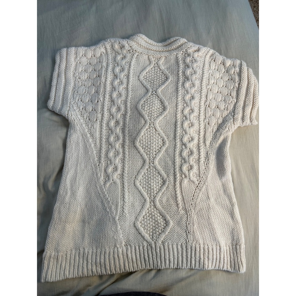 Anthropologie Handknit Alpaca Blend Cable‎ Knit Short Sleeve Sweater Tunic M - Picture 6 of 8